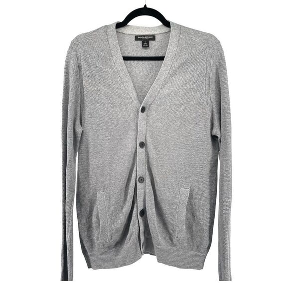 Banana Republic Men’s Gray Silk Linen Long Sleeve Button Front Cardigan Large - Picture 1 of 14